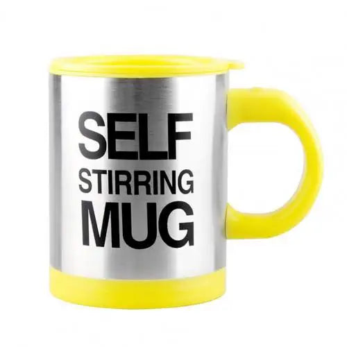 Stainless Steel Electric Self-Stirring Mug with Lid - 400ml Automatic Mixer for Coffee and Milk