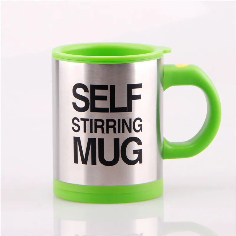 Stainless Steel Electric Self-Stirring Mug with Lid - 400ml Automatic Mixer for Coffee and Milk